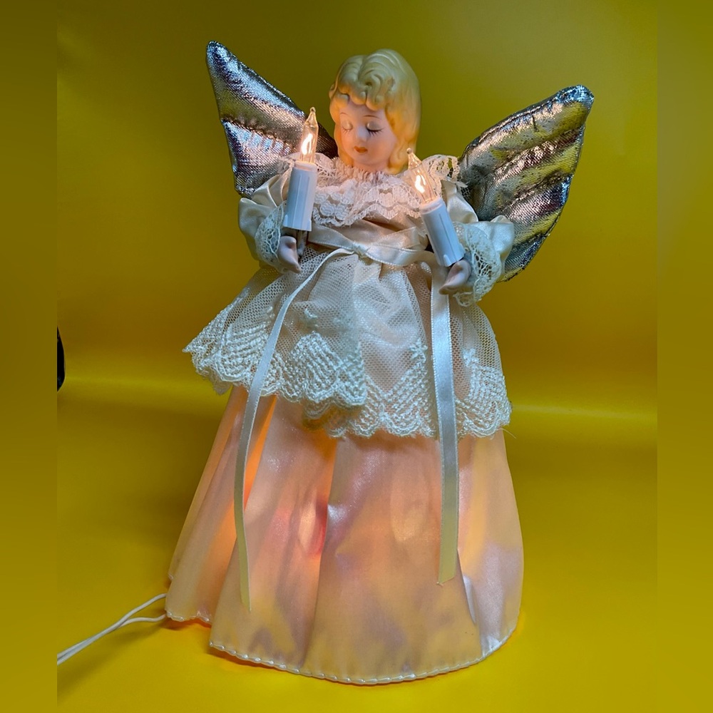 Vintage Lighted Porcelain Angel Christmas Tree Topper Ornament '9'